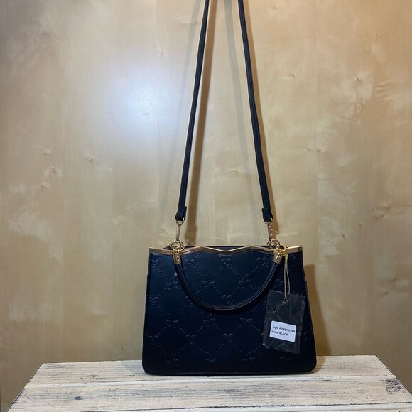 Grossi New York Embossed Cherry & Heart Tote – Black w/ Gold Trim - Picture 6 of 6